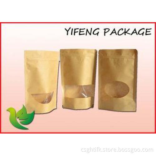 Food Flexible Packing Snacks Kraft Paper Bag / Pouch With C